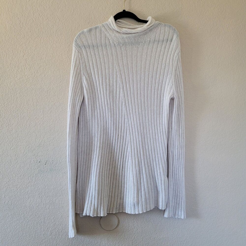 Vince Cashmere Wool Mock Neck Sweater Medium Knit Soft Ribbed Turtleneck Classic